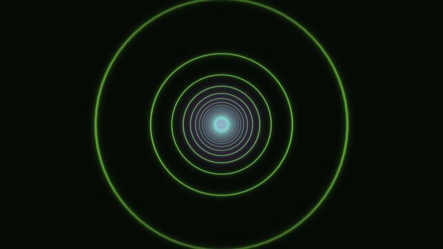 Bright green circles fade into a light center