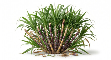 Fototapeta premium Fresh Sugarcane Stalks Isolated on White Background