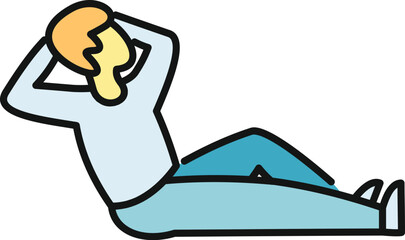 Fototapeta premium Person lying on back with hands behind head, relaxing and looking up