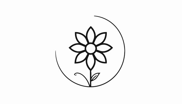 Simple Line Drawing of a Flower.