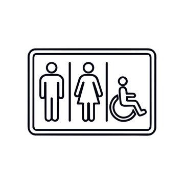 Restroom sign with human figures.