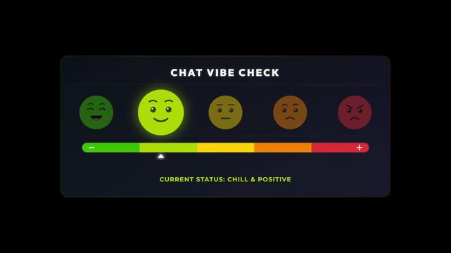 Emotional chat vibe check interface with emoji gauge