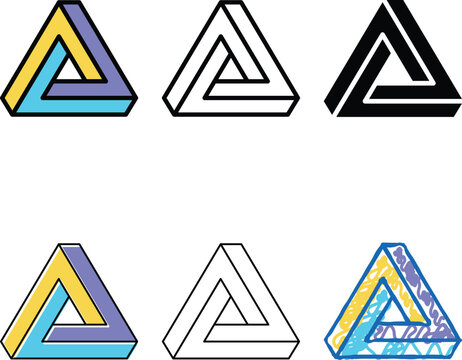 penrose impossible geometric shape diversity color icon vector. penrose impossible geometric shape sign. isolated symbol