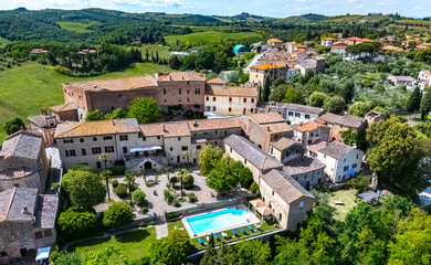 Naklejka premium View of San Giovanni d’Asso near Montalcino, in the province of Siena,Tuscany, Italy