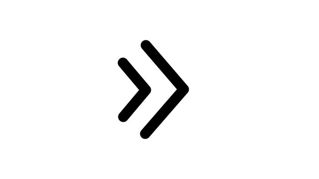 A dark green color arrow animation on the white background.
