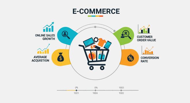 E-commerce, online shopping, business icons, vector graphics, digital marketing, shopping cart, 8 icons