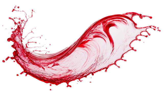 Red liquid splash wave with droplets