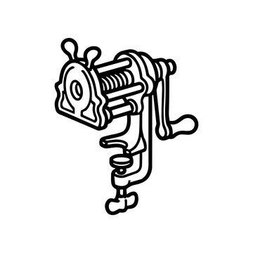 Vintage Meat Grinder Machine Closeup.