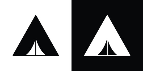 Camping icon design. Vector Illustration pack in black and white © Zandra