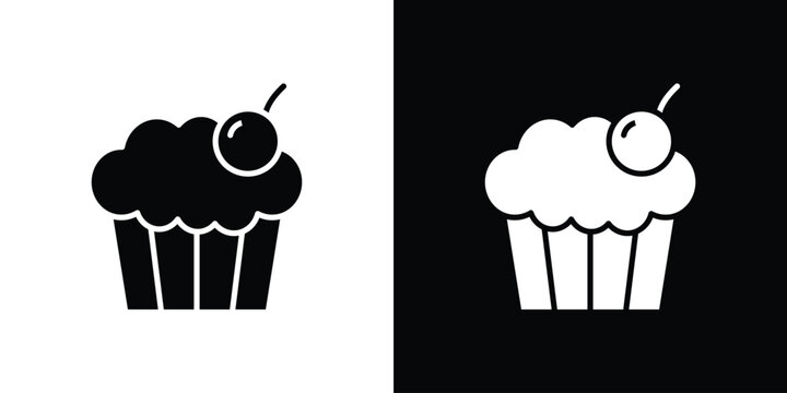 Cupcake icon design. Vector Illustration pack in black and white