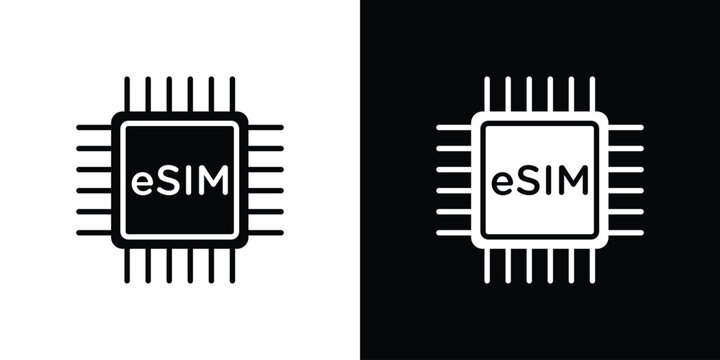ESIM icon design. Vector Illustration pack in black and white