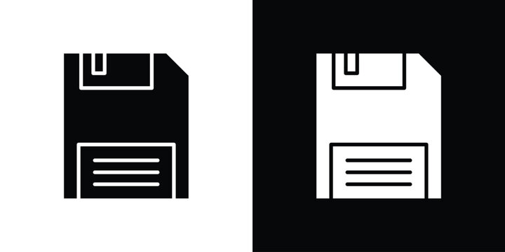 Floppy disk icon design. Vector Illustration pack in black and white