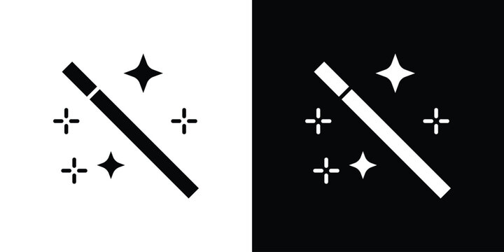 Magic wand icon design. Vector Illustration pack in black and white