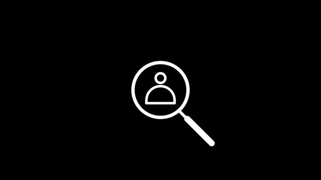 Animated User Search Icon with Magnifying Glass &ndash; Human Resources Recruitment and Profile Identification Concept