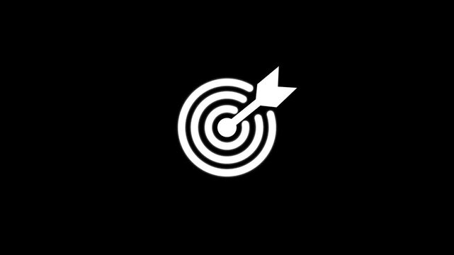 Abstract Arrow Hitting Target Center Animation &ndash; Business Goal Achievement and Success Concept