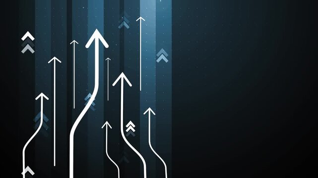 Abstract background with upward arrows and lines, showing growth progress success and business direction animation