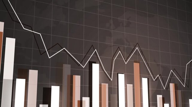 Business bar chart with falling data clear downward trend in business or finance animation