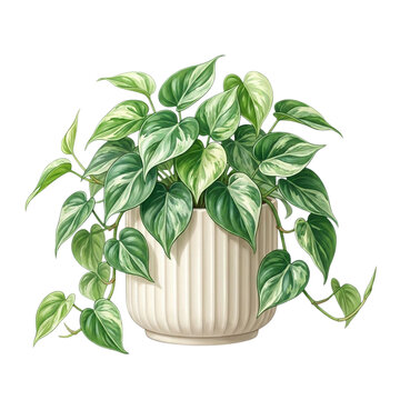 Realistic pathos plant doodle vector illustration
