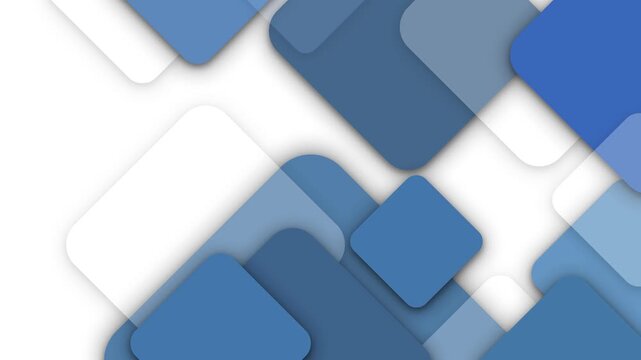 Abstract geometric background with overlapping rounded squares and soft shadows animation