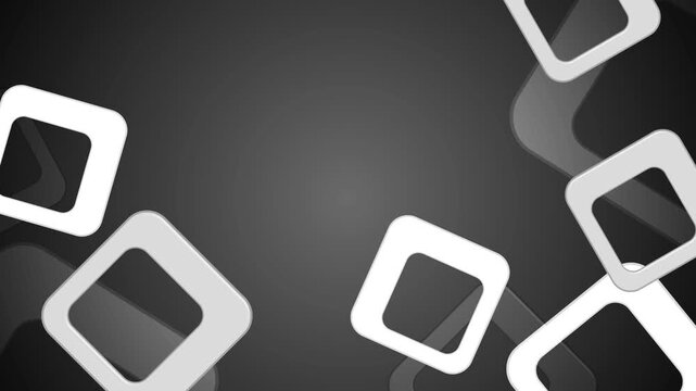 Abstract dark background with floating rounded square frames modern geometric design with copy space animation