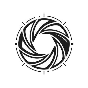 Camera aperture iris stylized graphic icon with aperture photography circular
