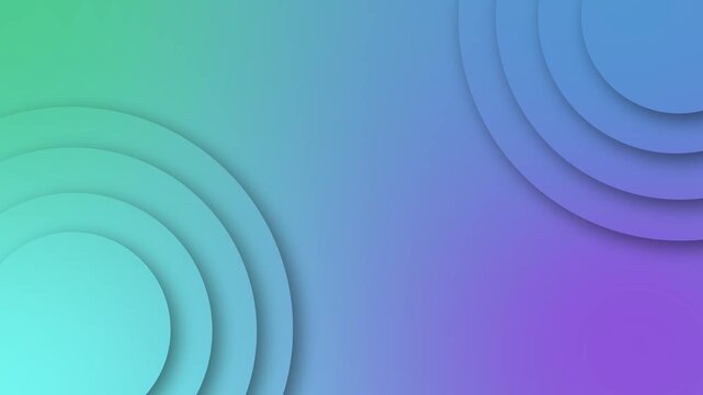 Abstract background with layered circular paper shapes in the corners and soft shadows animation