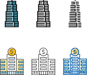 Naklejka premium department bank building color icon vector. department bank building sign. isolated symbol concepts