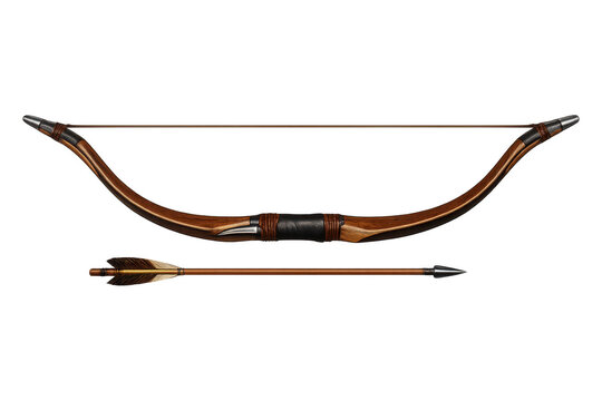 Handcrafted wooden recurve bow with arrow