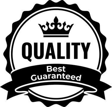 Premium Quality Best Guaranteed Badge Seal with Crown Icon, Certified Excellence Label Emblem for Product Assurance, Business Trust, Quality Control and Customer Satisfaction