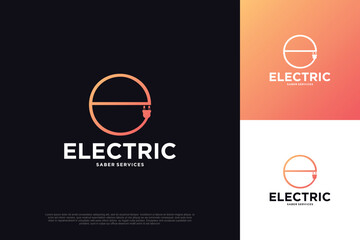 Fototapeta premium Electric saber logo vector template illustration design modern concept Premium Vector