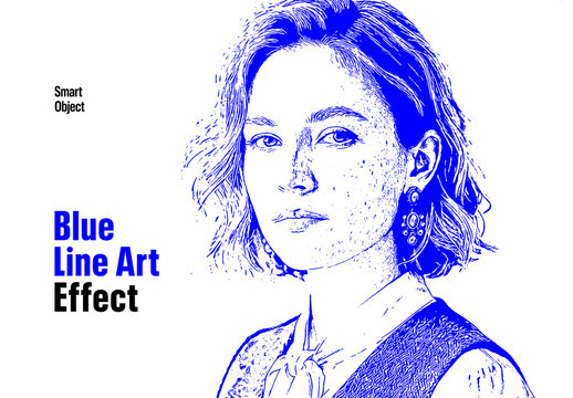 Blue Line Art Paint Photo Effect