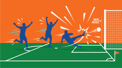 Defender Celebrates Dramatic Goal Line Clearance Saving Soccer Match © Vecto Graph