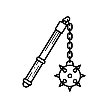 Flail weapon with spiked ball.