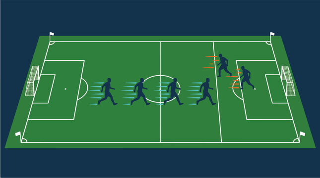 Defensive Line Executing Perfect Offside Trap Against Advancing Attackers