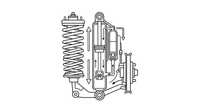 Vehicle shock absorber assembly suspension technical schematic.