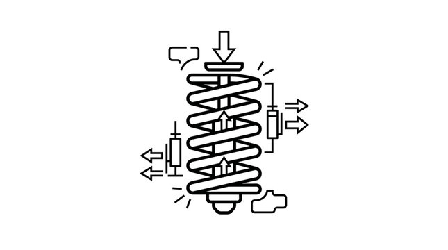 Automotive suspension spring and shock absorber icon diagram.