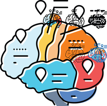 brain mapping neuroscience neurology styleset color icon vector. brain mapping neuroscience neurology sign. isolated symbol