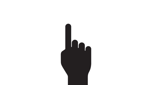 A black silhouette of a hand with index finger pointing up