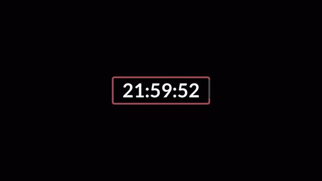 One day countdown timer animation in one minute, 24 hours countdown timer in 60 seconds on a transparent background, Countdown timer in 4k.
