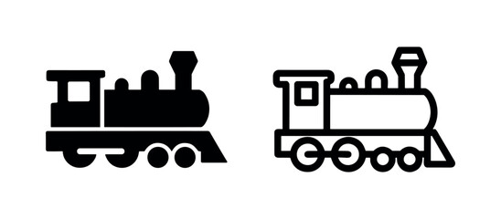 Steam locomotive icon, classic train engine symbol for rail travel © liubomir118809