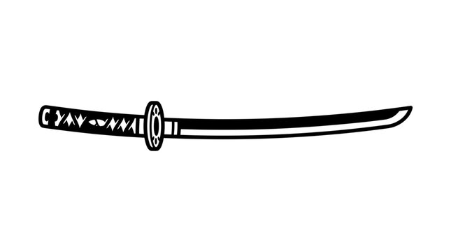 Japanese Katana Sword, Samurai Blade, Traditional Weapon Icon