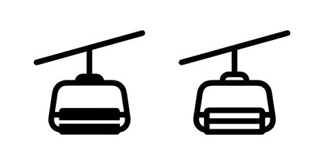 Fototapeta premium Cable Car Icons: Silhouette and Outline