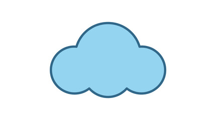 Obraz premium Simple blue cloud illustration with dark blue outline on white background