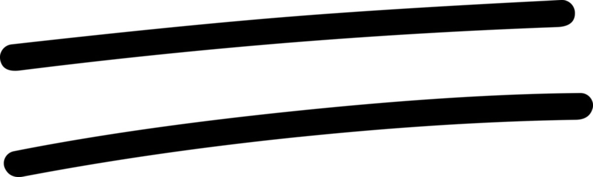 Two parallel curved black lines on a white background