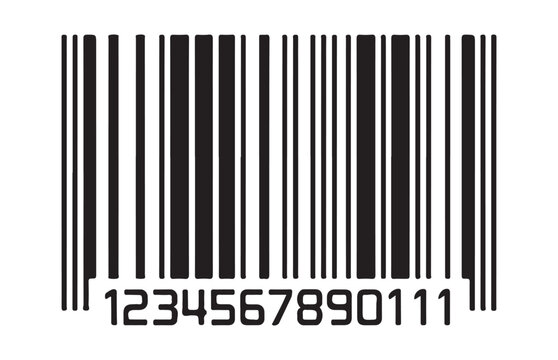 Barcode with numbers isolated on transparent background for retail commercial item scanning.