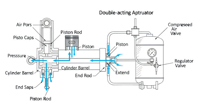 Double acting actuator pneumatic system diagram