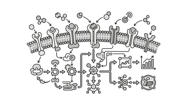 Molecular signaling and receptor interaction membrane diagram