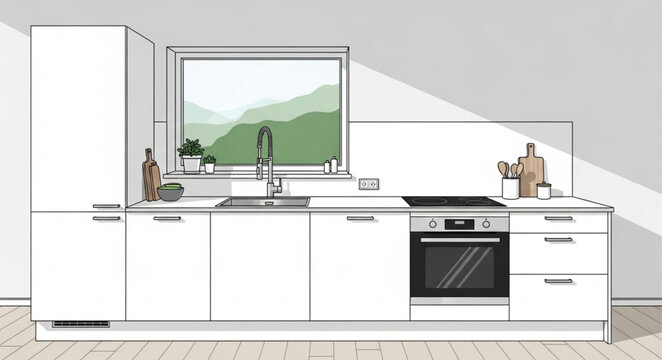modern kitchen interior with kitchen
