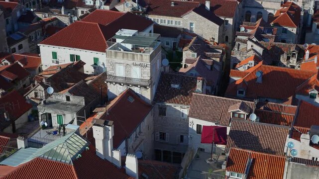 Aerial view of the historic old town in Split.