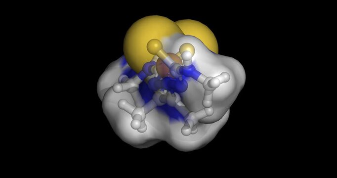 Copper ATSM [Cu(ATSM)], metal complex agent for hypoxia imaging and neurodegenerative therapy, 3D molecule spinning, 4K